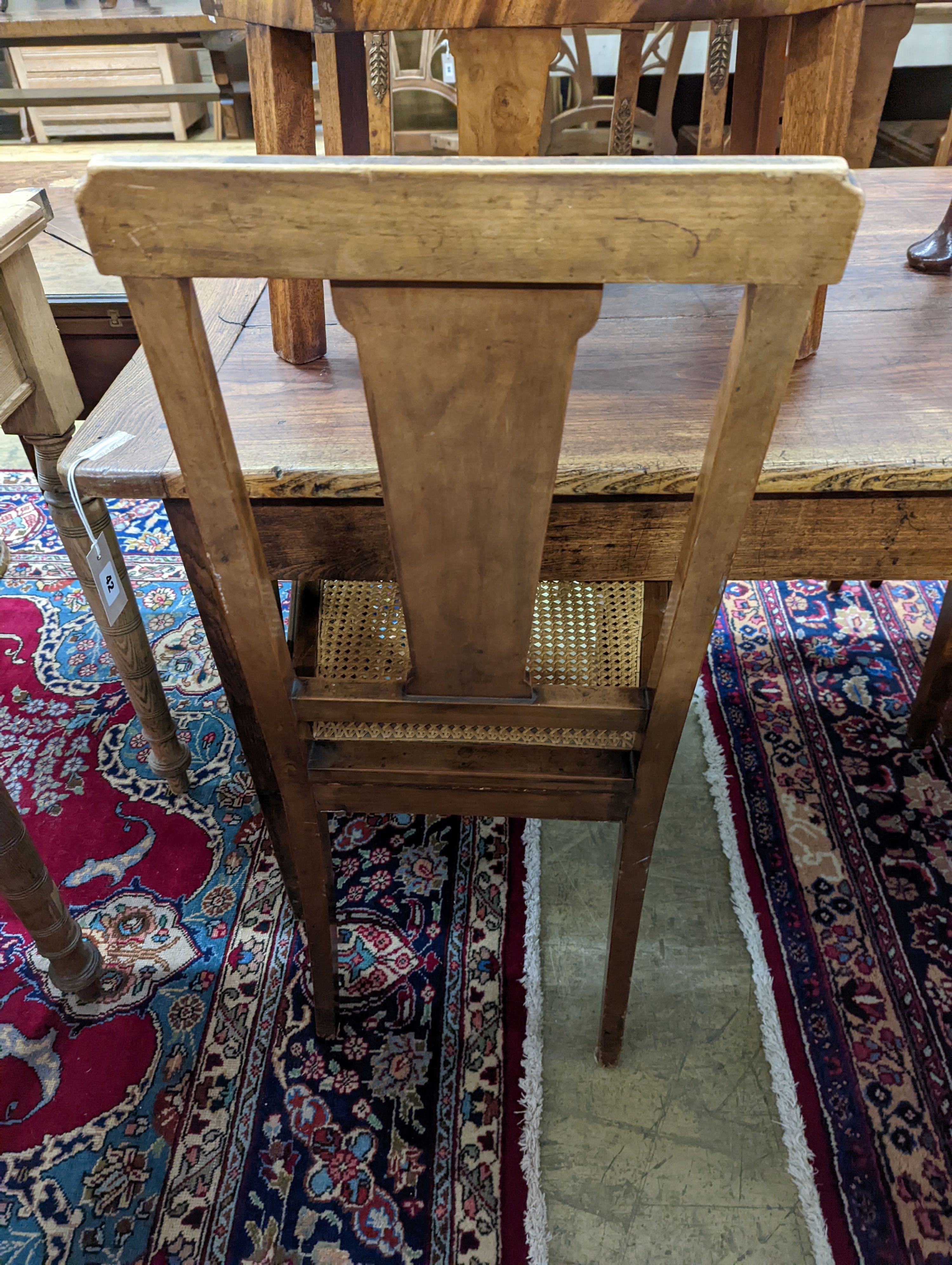 A set of six early 20th century French walnut and gilt metal mounted chairs. 50-70